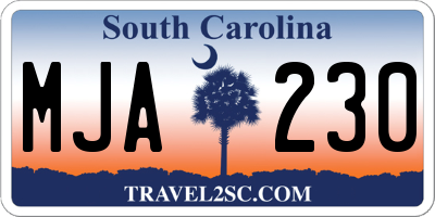 SC license plate MJA230