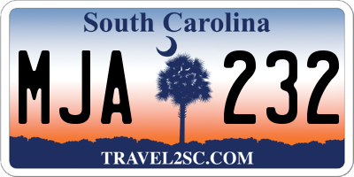 SC license plate MJA232