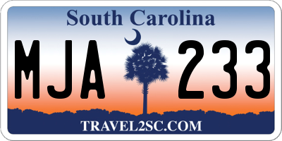 SC license plate MJA233
