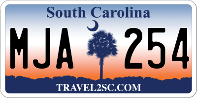 SC license plate MJA254