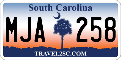 SC license plate MJA258