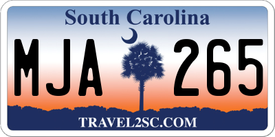 SC license plate MJA265