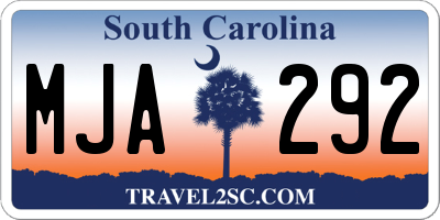 SC license plate MJA292