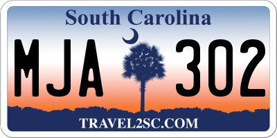 SC license plate MJA302