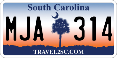 SC license plate MJA314