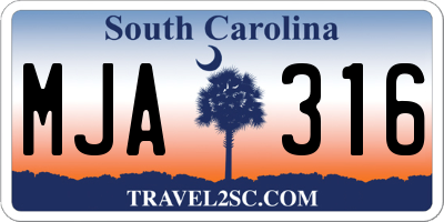 SC license plate MJA316
