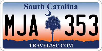 SC license plate MJA353
