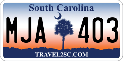 SC license plate MJA403