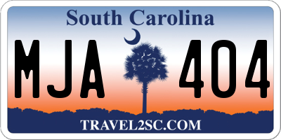SC license plate MJA404