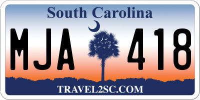 SC license plate MJA418