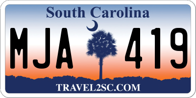 SC license plate MJA419