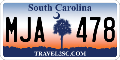 SC license plate MJA478