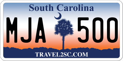 SC license plate MJA500