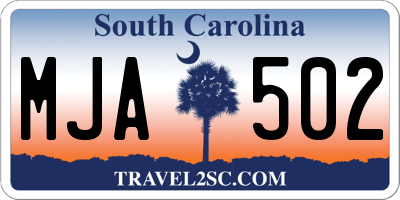 SC license plate MJA502