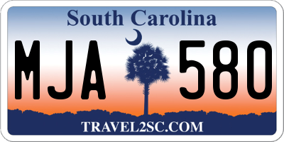 SC license plate MJA580
