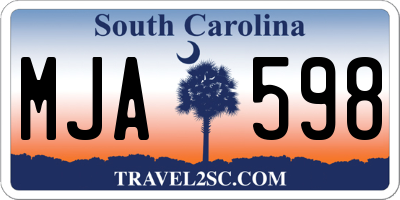 SC license plate MJA598