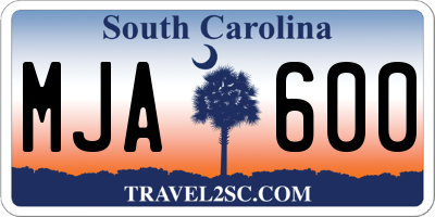 SC license plate MJA600