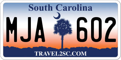 SC license plate MJA602