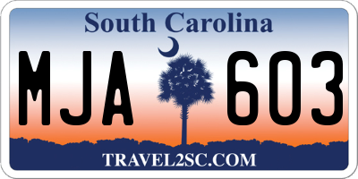 SC license plate MJA603