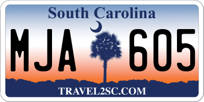 SC license plate MJA605