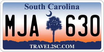SC license plate MJA630