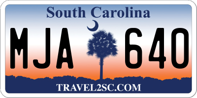 SC license plate MJA640