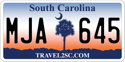 SC license plate MJA645