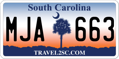 SC license plate MJA663