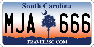 SC license plate MJA666