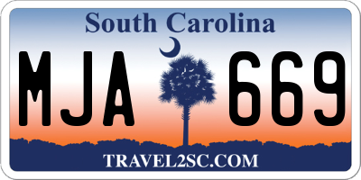 SC license plate MJA669