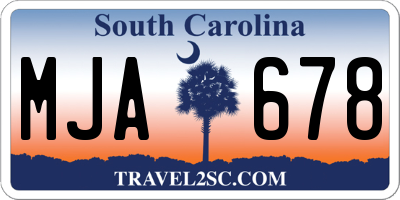 SC license plate MJA678