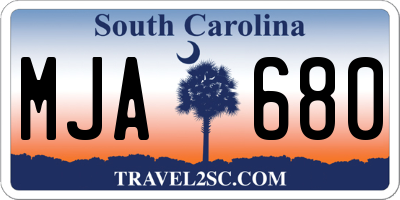SC license plate MJA680