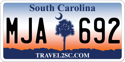SC license plate MJA692