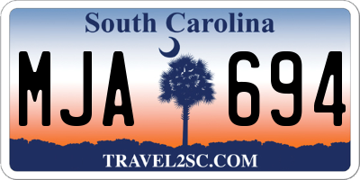 SC license plate MJA694