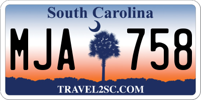 SC license plate MJA758