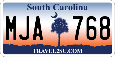 SC license plate MJA768