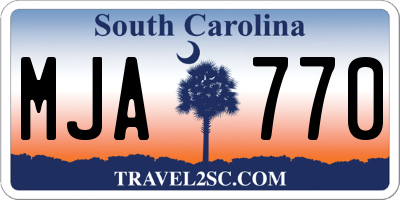 SC license plate MJA770