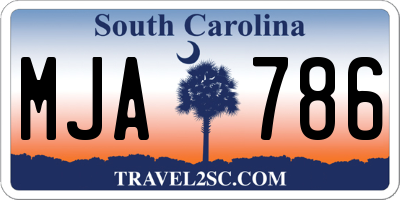 SC license plate MJA786