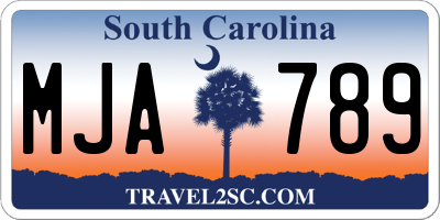 SC license plate MJA789