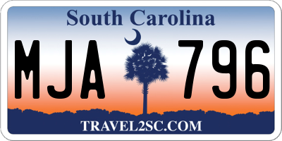 SC license plate MJA796