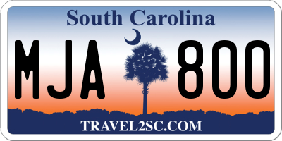 SC license plate MJA800