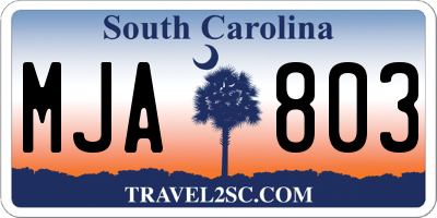 SC license plate MJA803