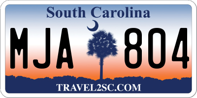 SC license plate MJA804