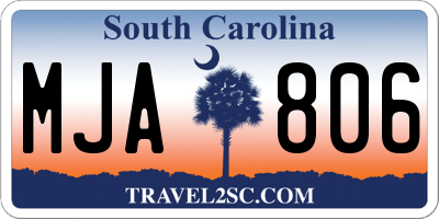 SC license plate MJA806