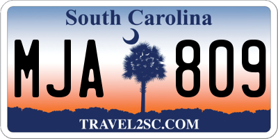 SC license plate MJA809
