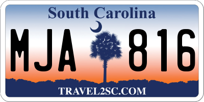 SC license plate MJA816