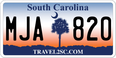 SC license plate MJA820