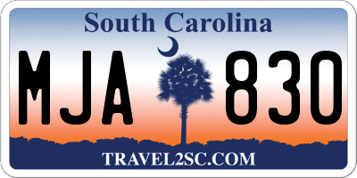 SC license plate MJA830