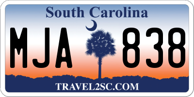 SC license plate MJA838
