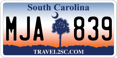 SC license plate MJA839